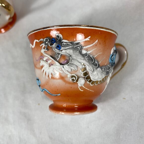 Vintage Japanese Moriage Dragonware Hand Painted 8pc Tea Set - Picture 4 of 8